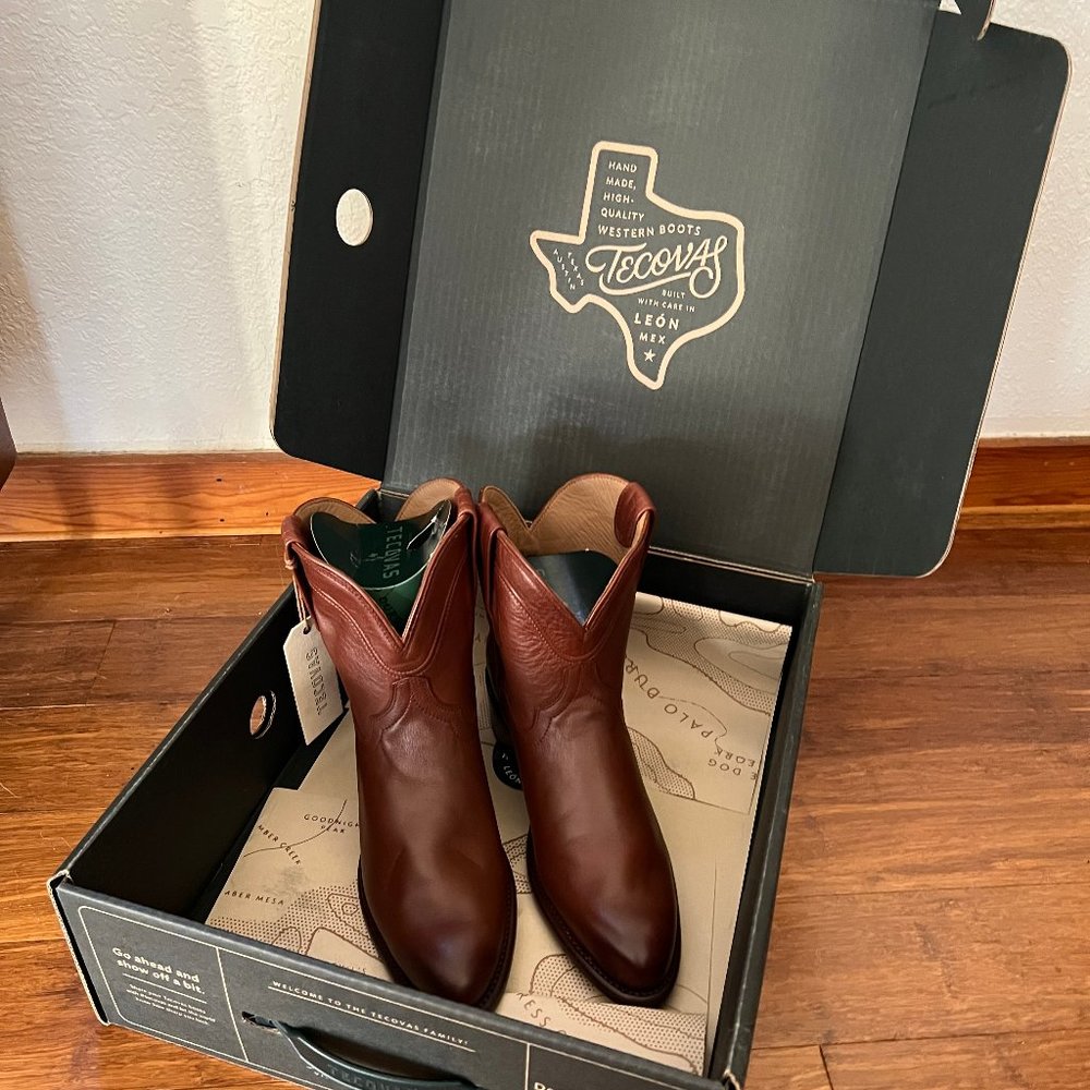 NWT Tecovas The Penny Women's 8.5 Boots Bourbon Calf Dark Brown